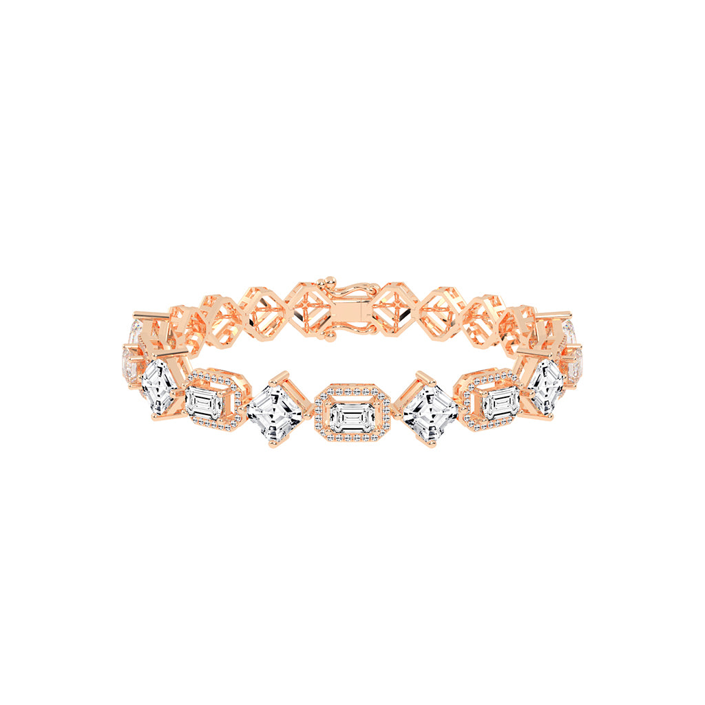 Fara 1325Ct Miracle Setting Emerald Cut Fancy Lab Diamond Bracelet