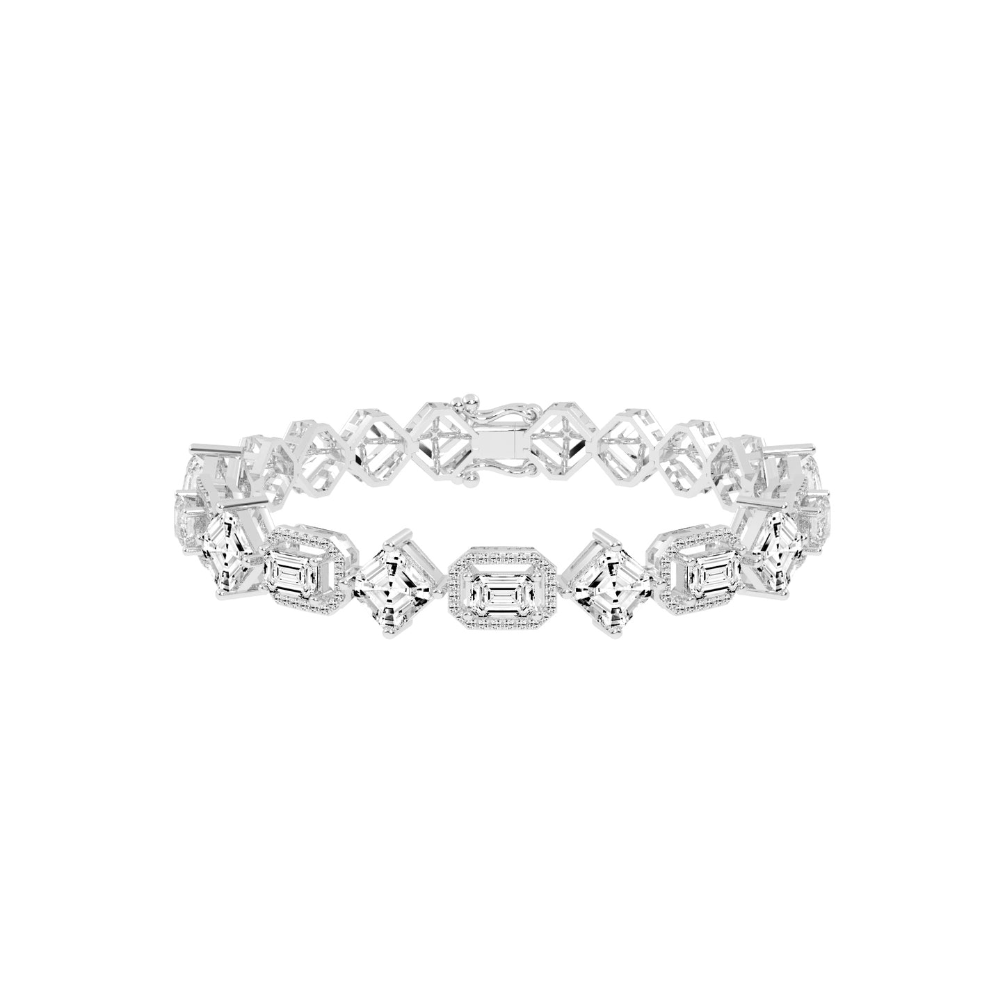 Fara 1325Ct Miracle Setting Emerald Cut Fancy Lab Diamond Bracelet