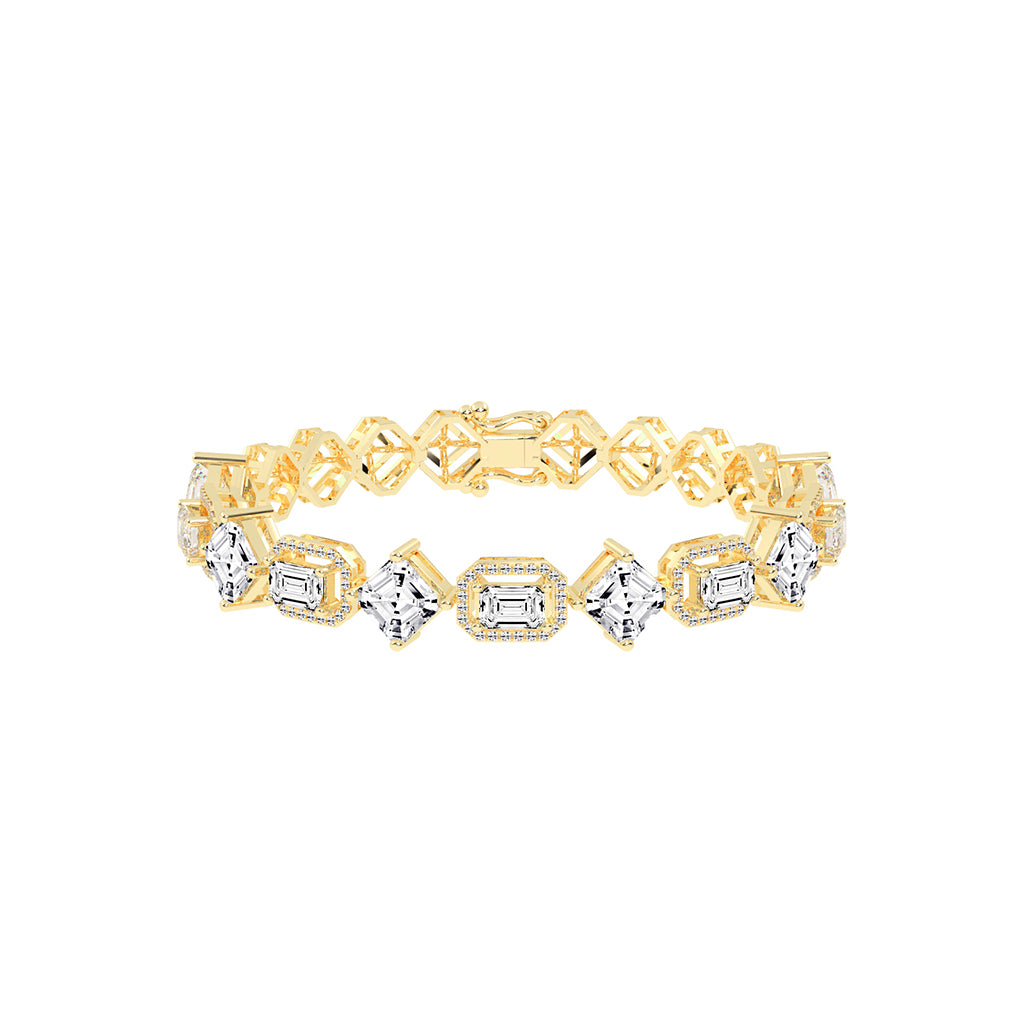 Fara 1325Ct Miracle Setting Emerald Cut Fancy Lab Diamond Bracelet