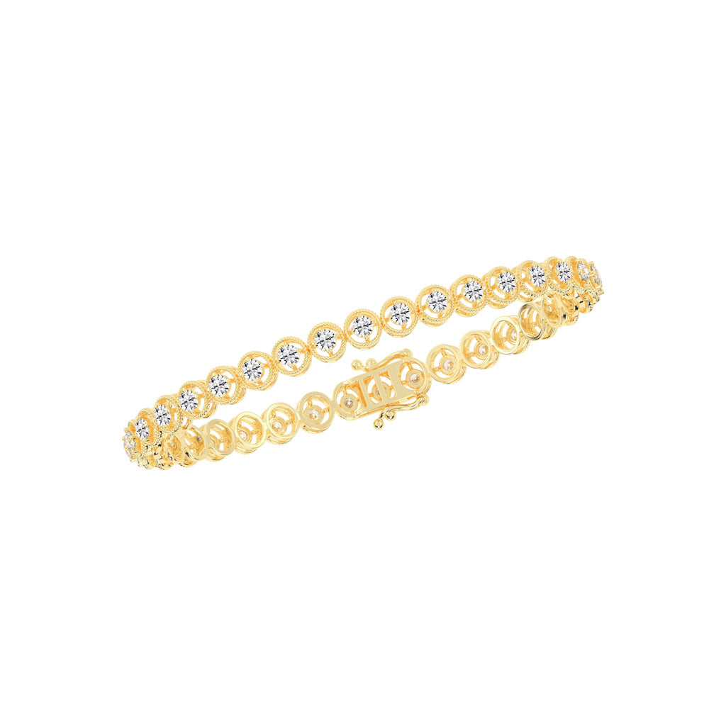 Thalia 2.5Ct Miracle Setting Round Cut Tennis Lab Diamond Bracelet