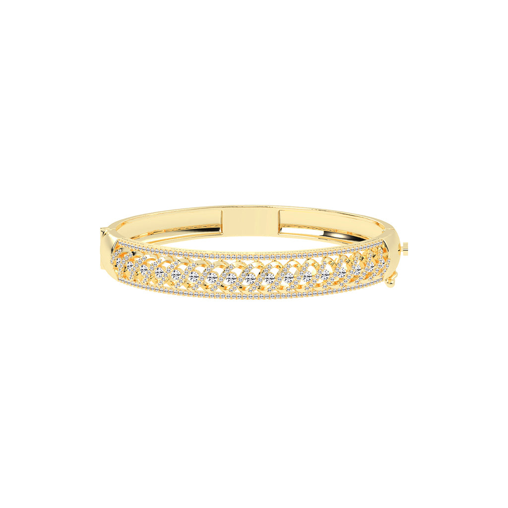 Bria 2Ct Leafy Whisper Round Cut Kada Lab Diamond Bracelet