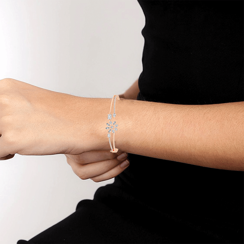 Orla Split Emerald Cut Kada Lab Diamond Bracelet