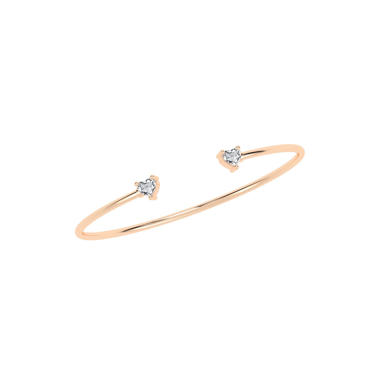 Regal Three Prong Open Heart Delicate Lab Diamond Bracelet