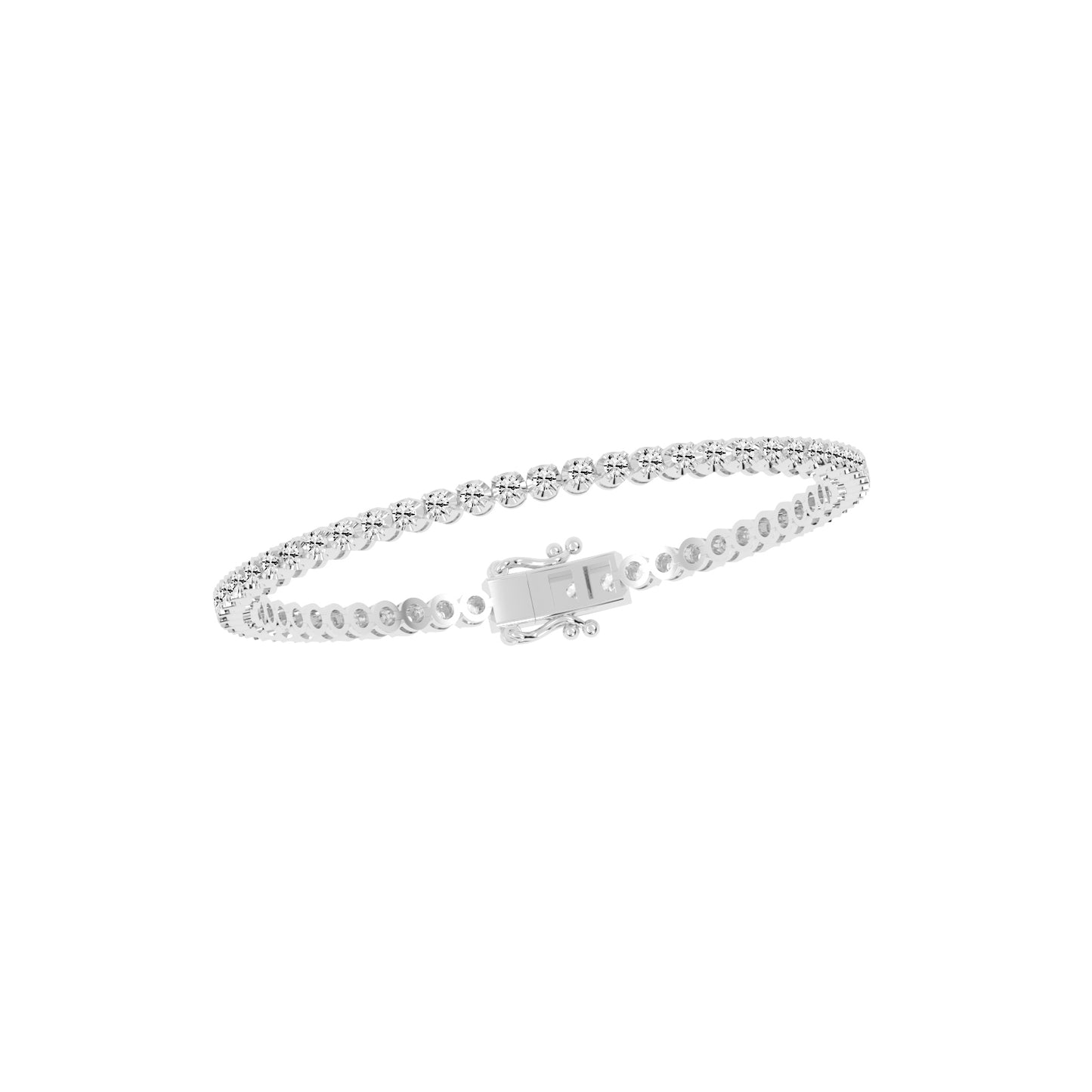 Viora 1.50Ct Miracle Setting Round Cut Tennis Lab Diamond Bracelet