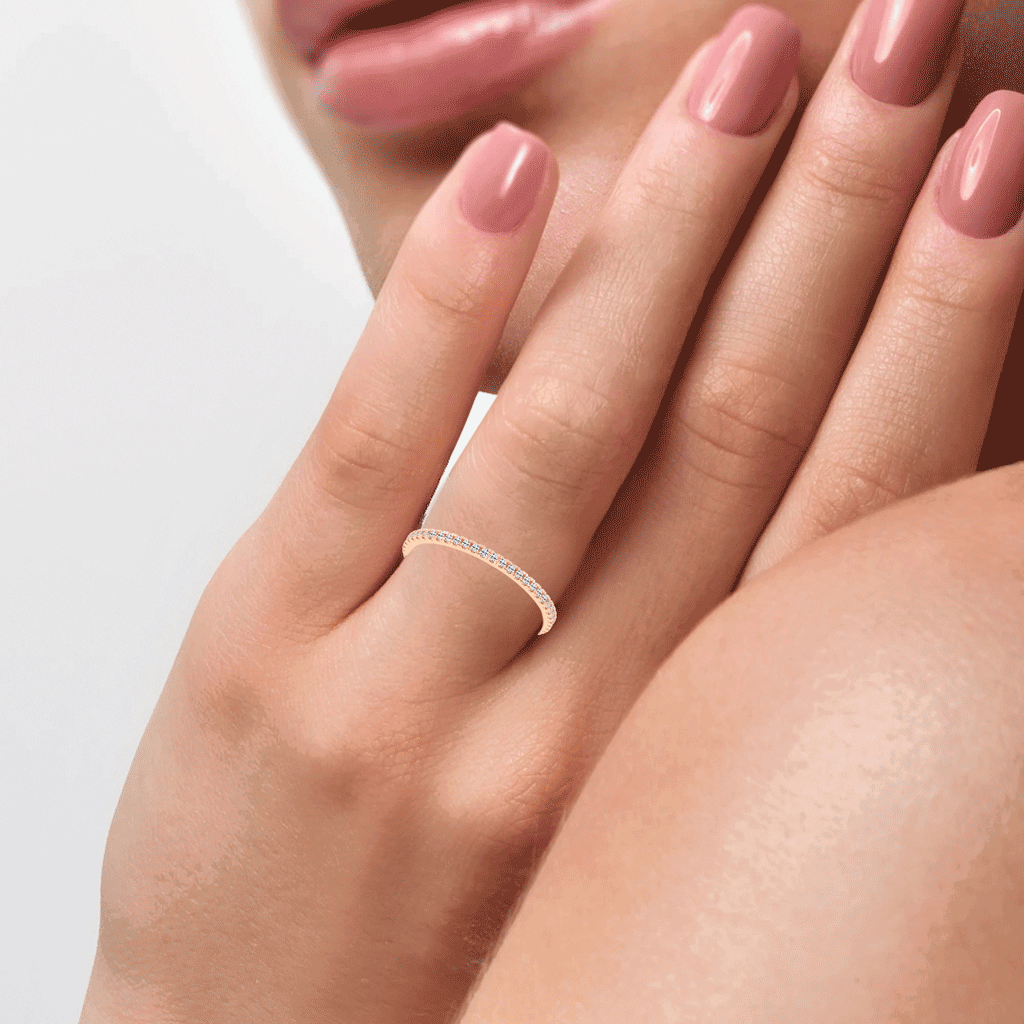 Lustria shared prong eternity lab diamond ring
