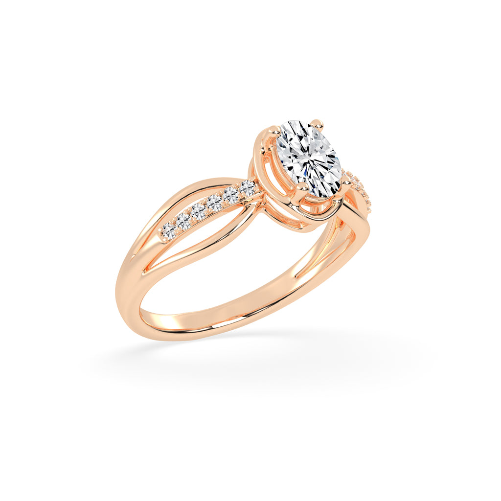 Triavell Split shank oval cut classic lab diamond ring