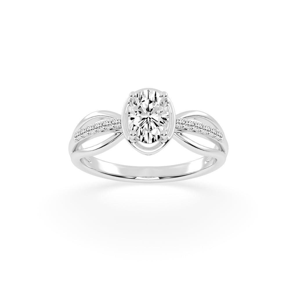 Triavell Split shank oval cut classic lab diamond ring