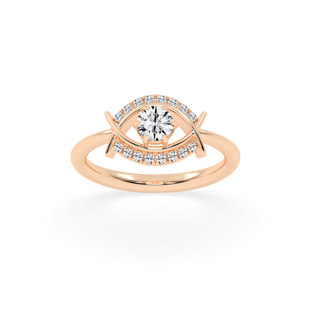 Delivora round eye cut delicate lab diamond ring