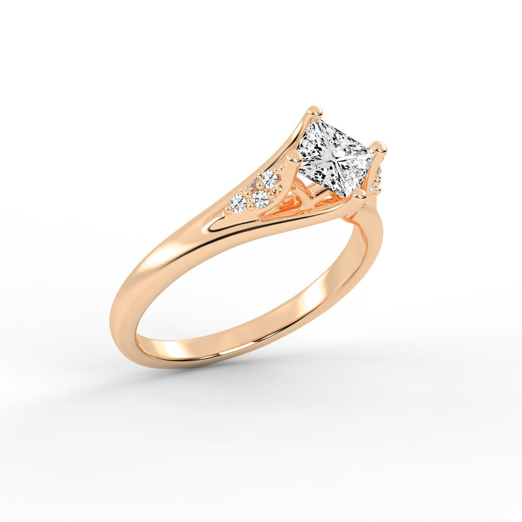 Divosia four prong Princess cut classic lab diamond ring