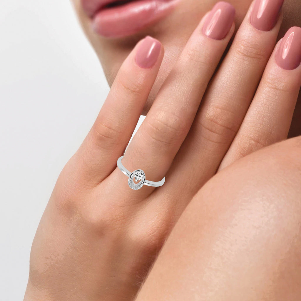 Delineva splendid round cut delicate lab diamond ring