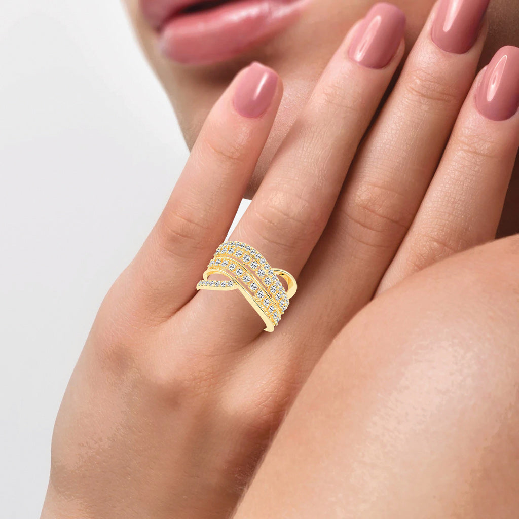 Seraphia Four Row Cocktail Lab Diamond Ring