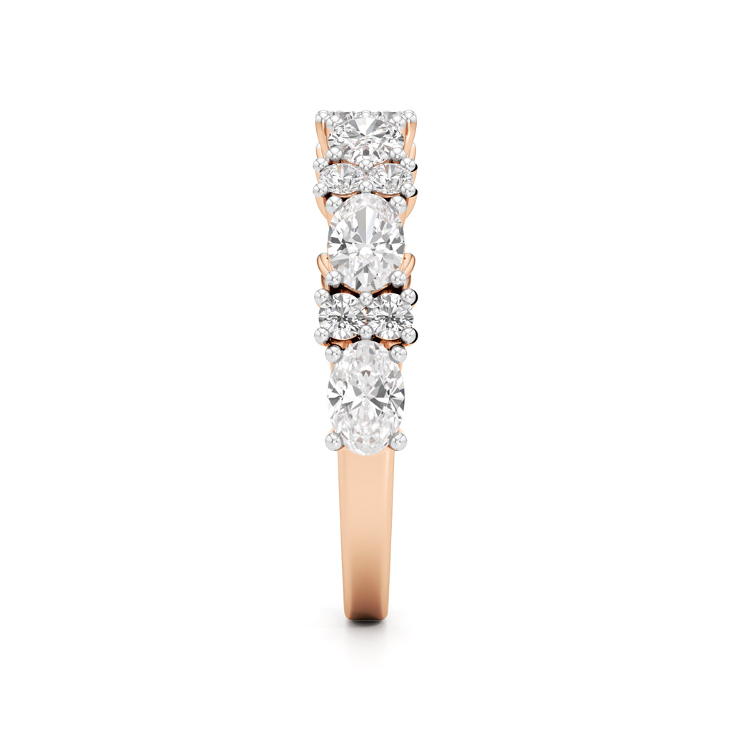 Marquise and Round Diamond Half-Eternity Ring