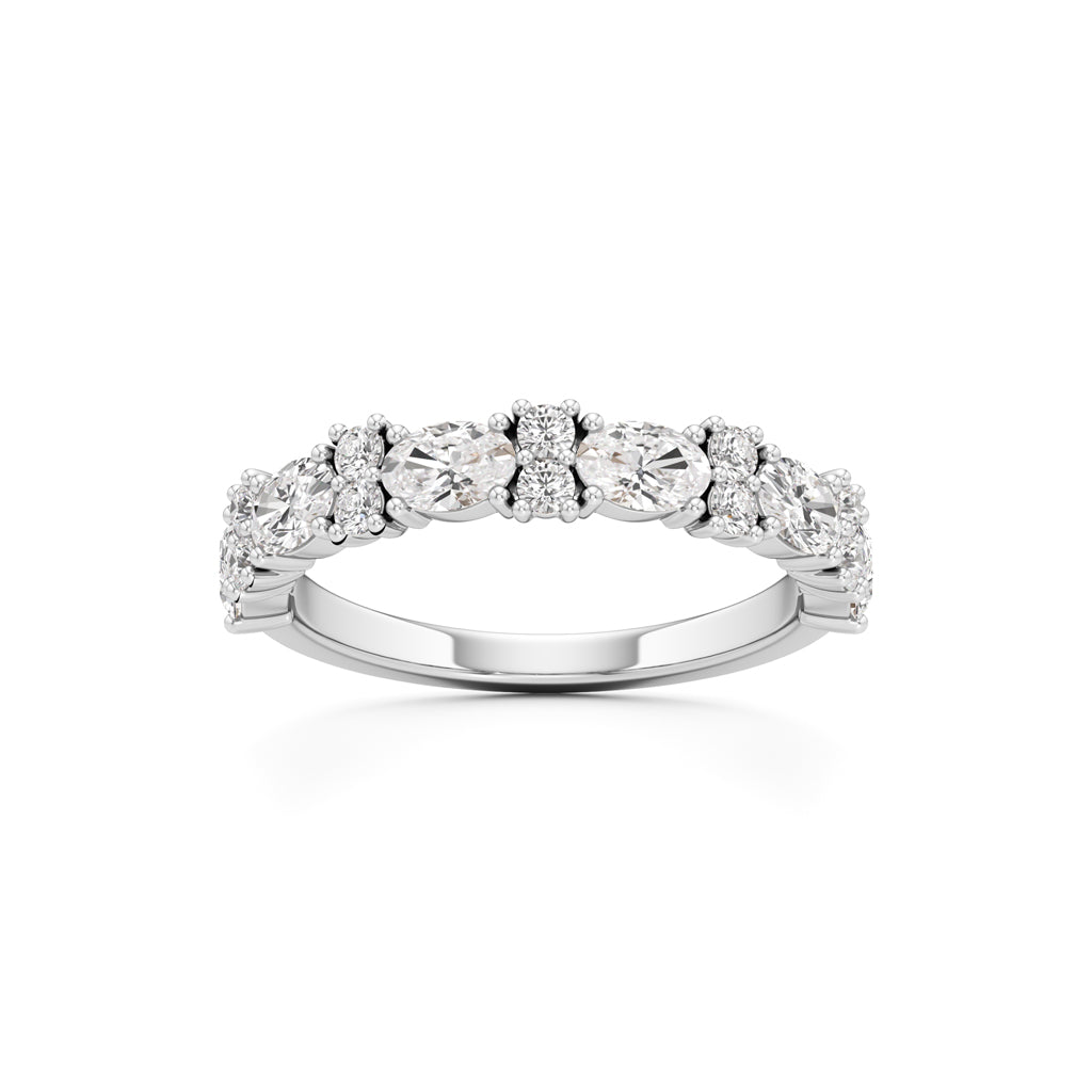 Marquise and Round Diamond Half-Eternity Ring