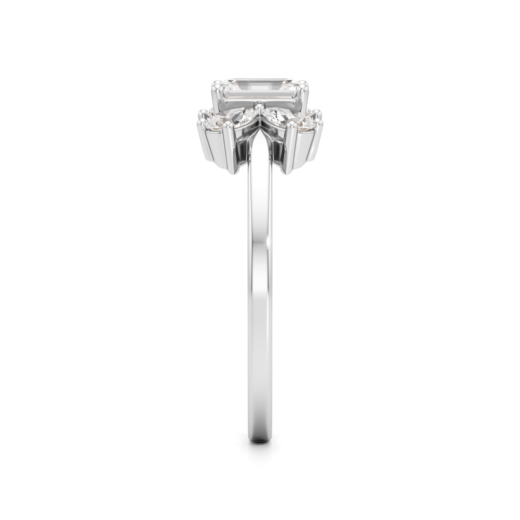 Elegant Emerald-Cut & Pear Diamond Accent Ring