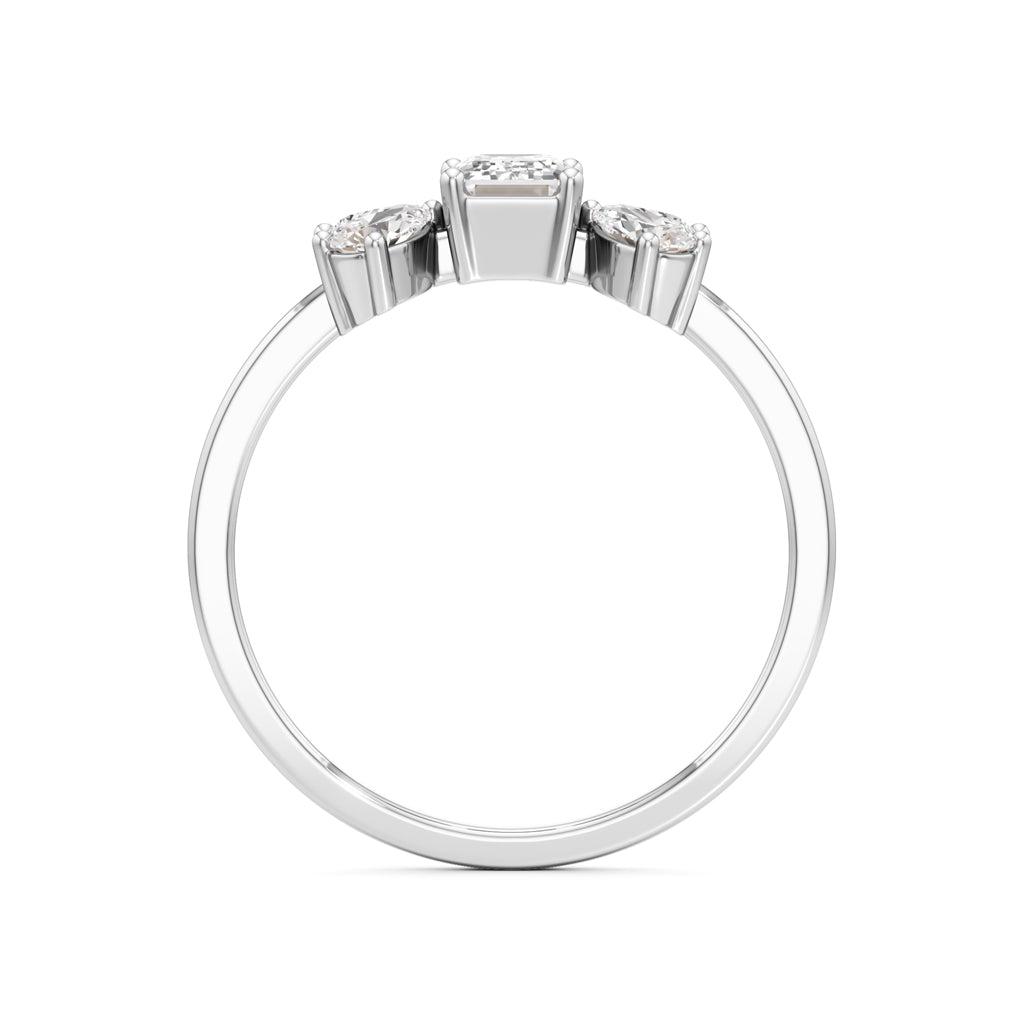Elegant EmeraldCut Pear Diamond Accent Ring