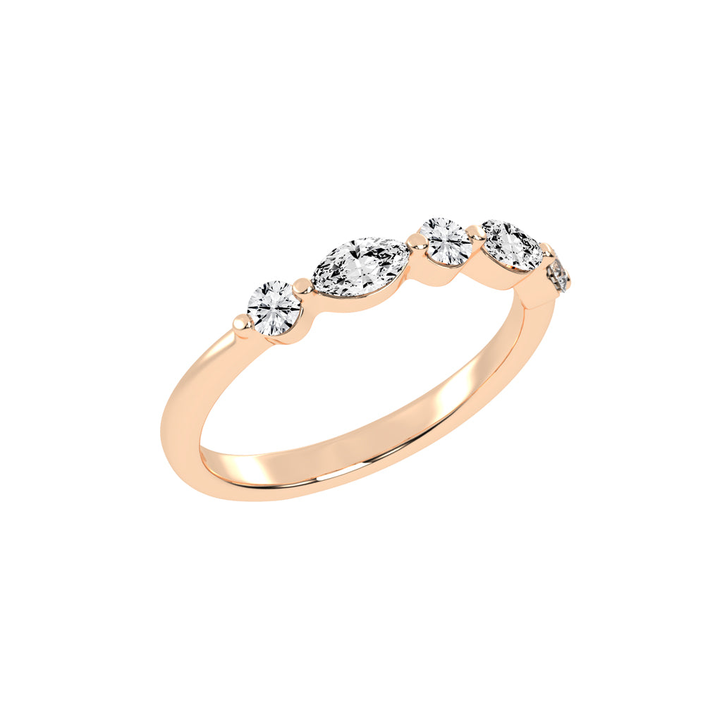 Berillia Marquise Shape Half Eternity Lab Diamond Ring