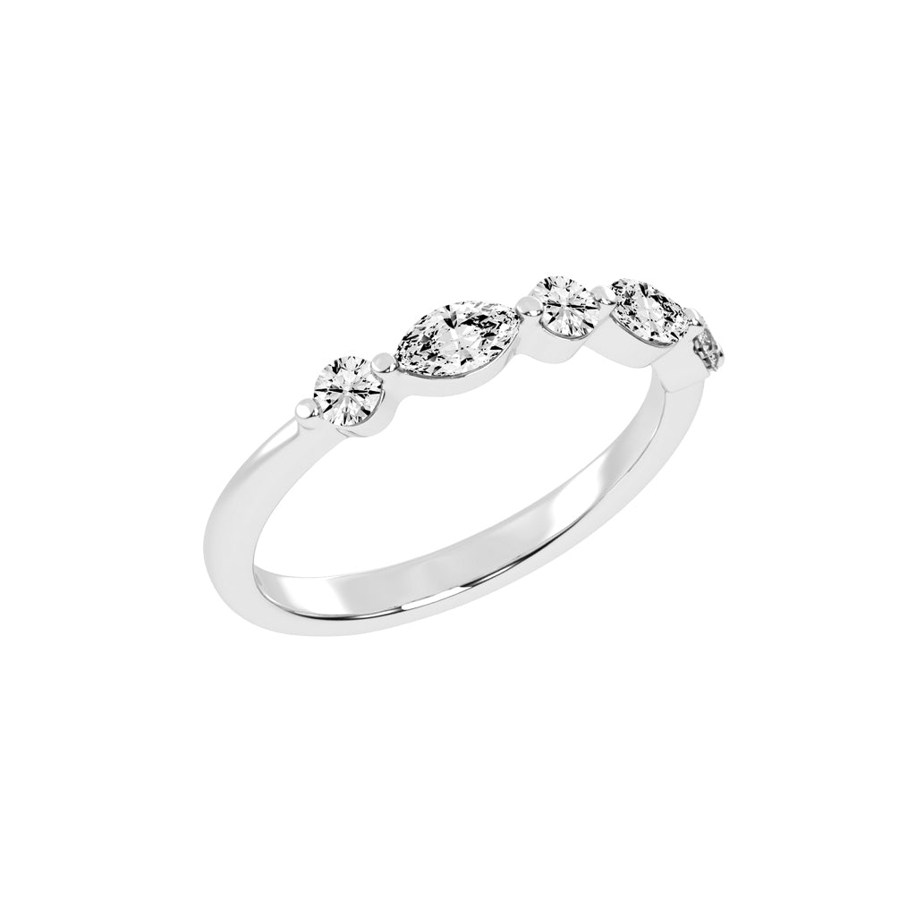Berillia Marquise Shape Half Eternity Lab Diamond Ring