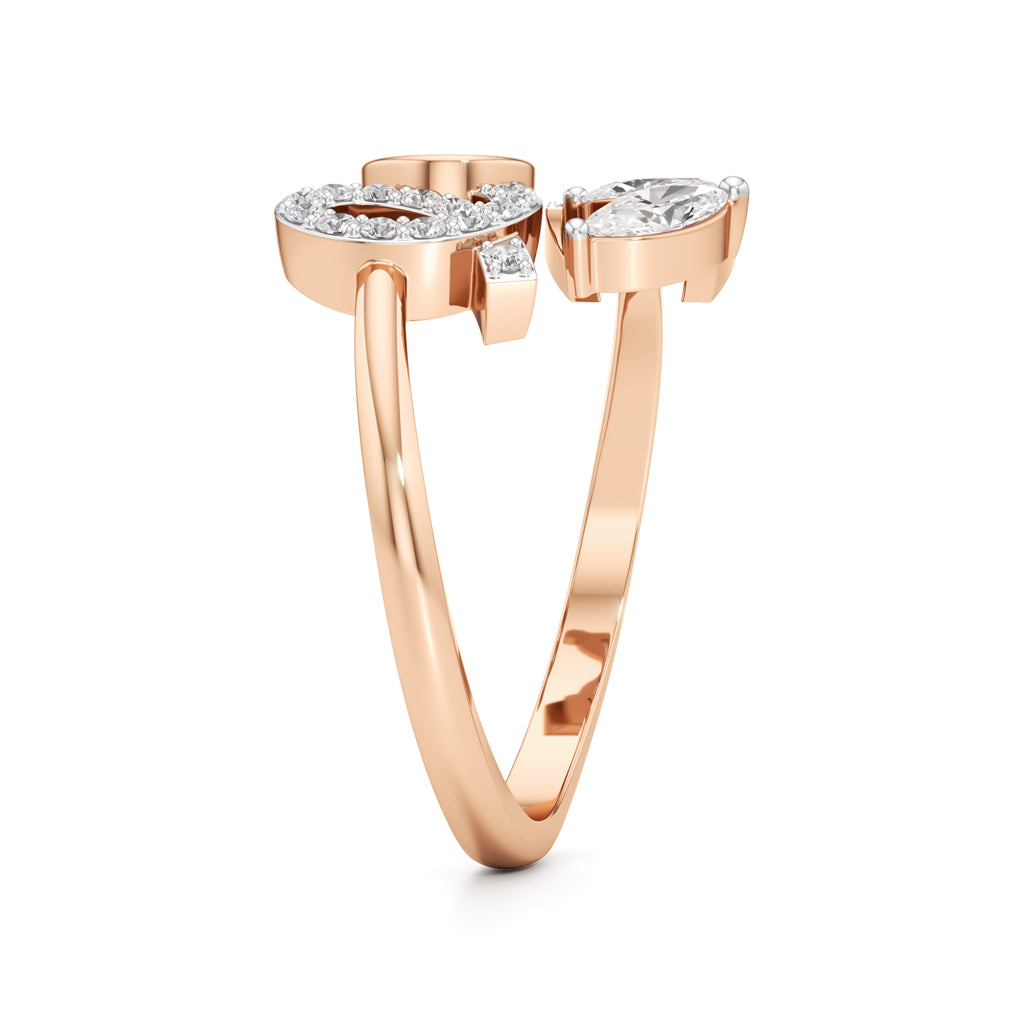 Love Diamond Script Fashion Ring
