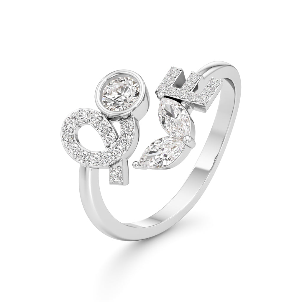 Love Diamond Script Fashion Ring