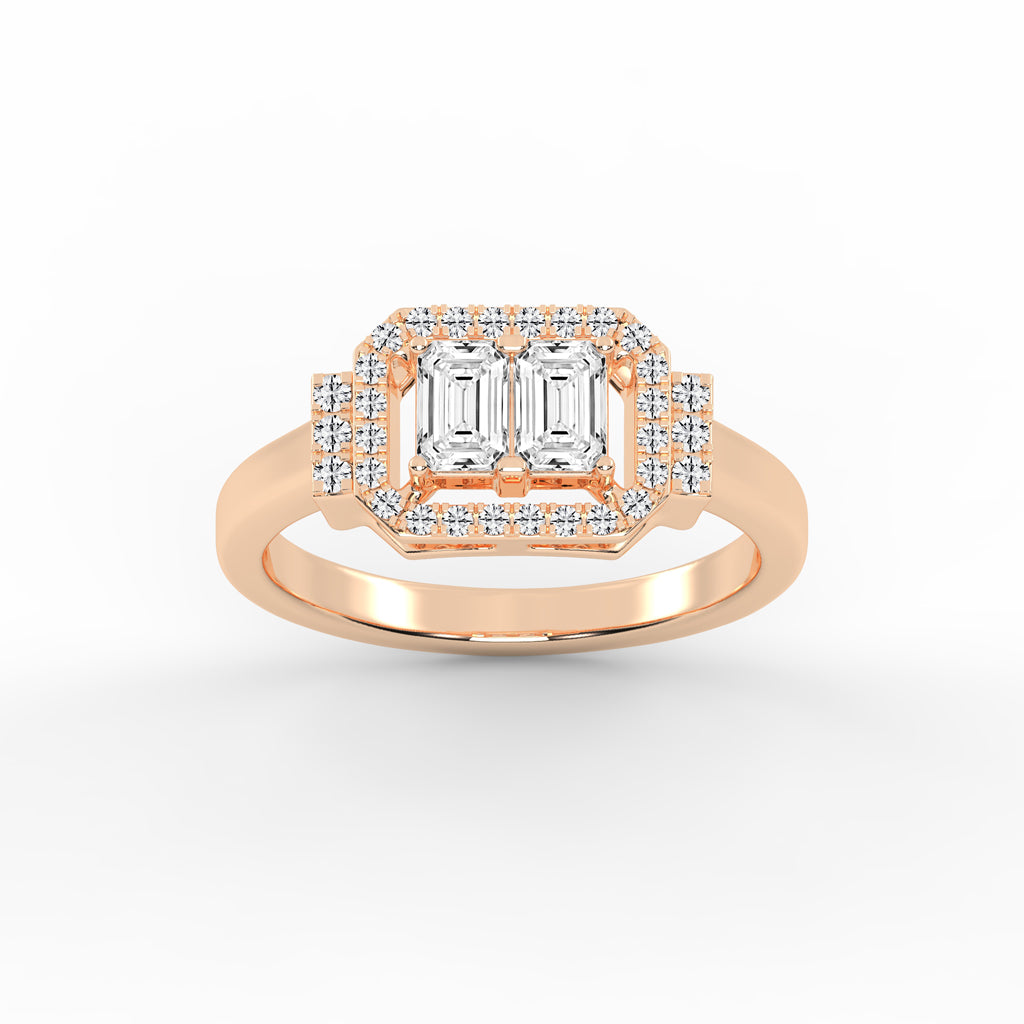 Halioris Emerald Cut Halo Lab Diamond Ring