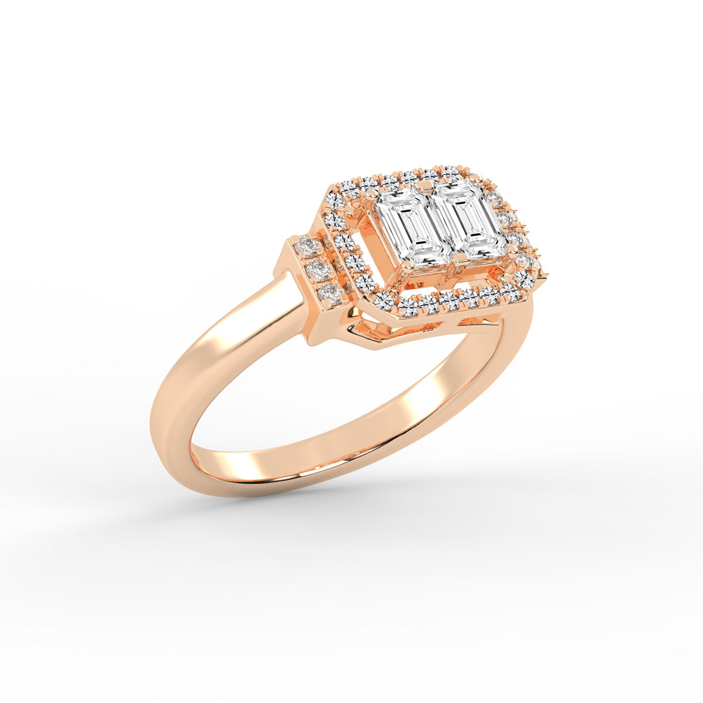 Halioris Emerald Cut Halo Lab Diamond Ring