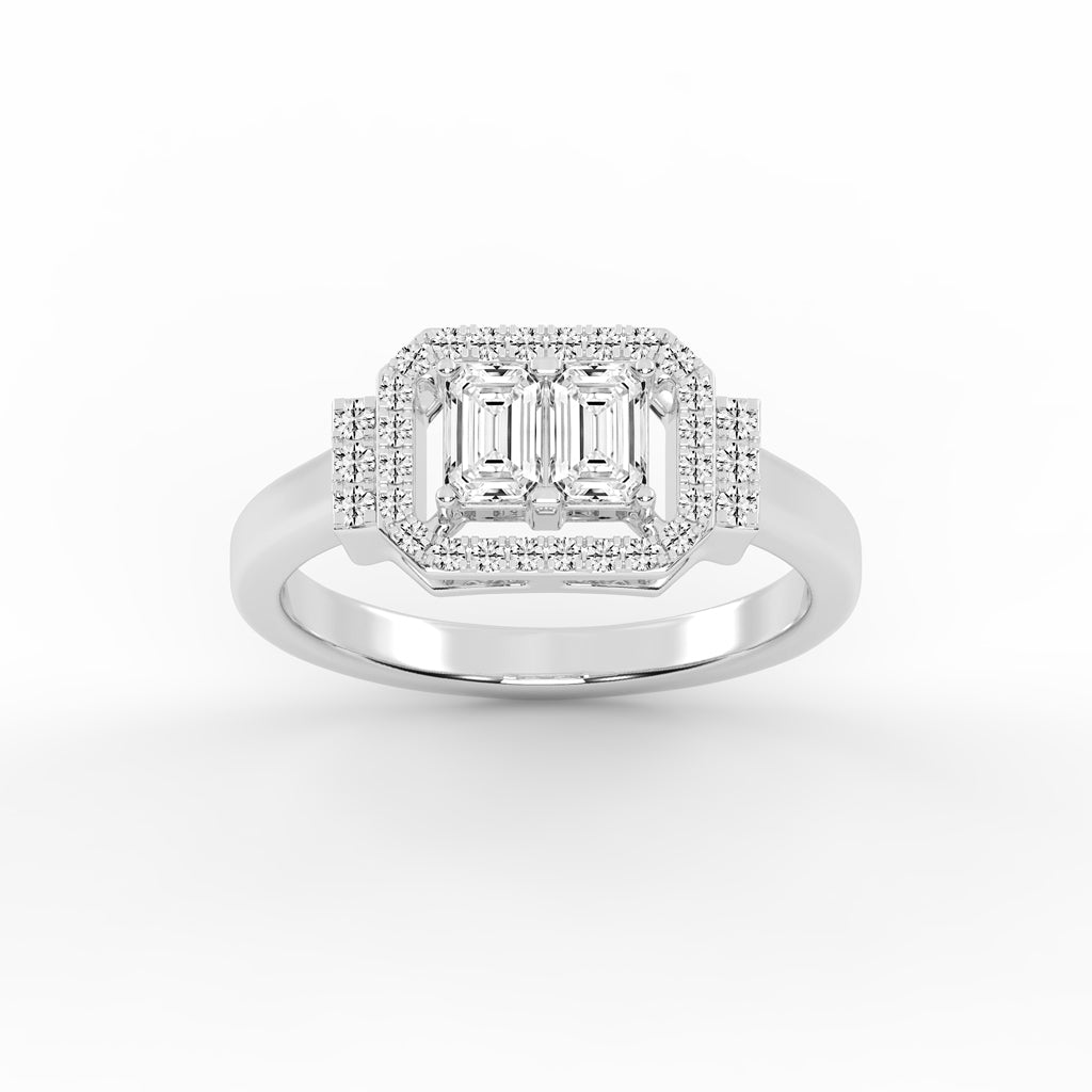 Halioris Emerald Cut Halo Lab Diamond Ring