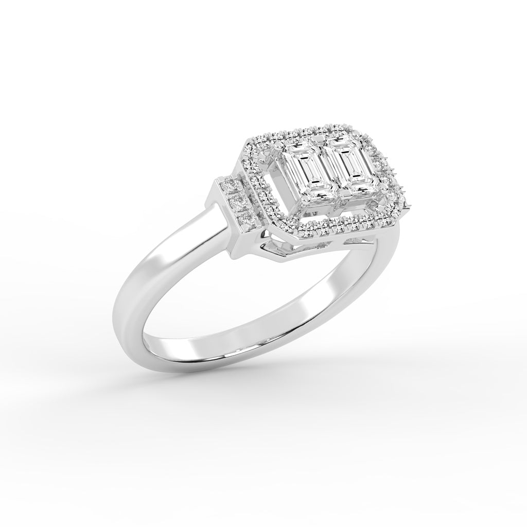 Halioris Emerald Cut Halo Lab Diamond Ring