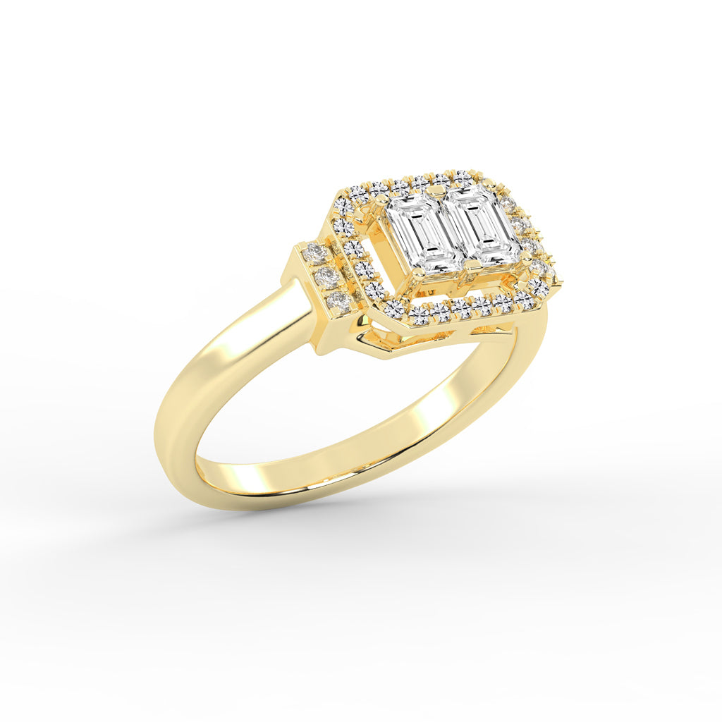 Halioris Emerald Cut Halo Lab Diamond Ring