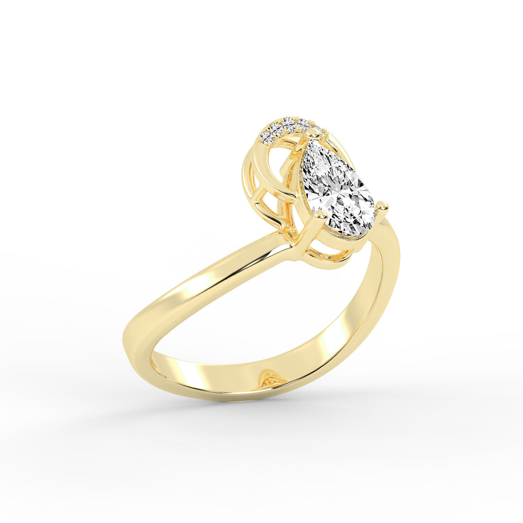 Elviona Pear Cut Classic Lab Diamond Ring