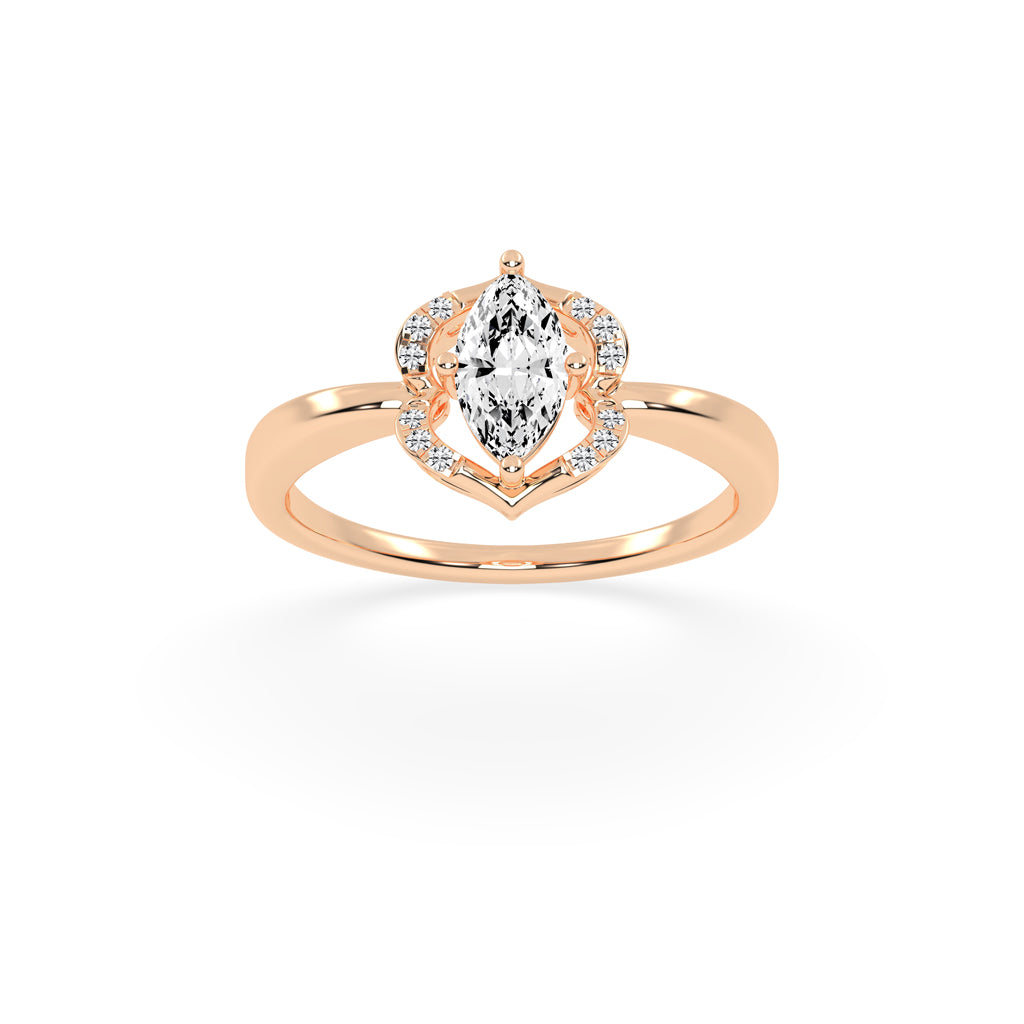 Glorina Reversed Tapred Marquise Cut Classic Lab Diamond Ring