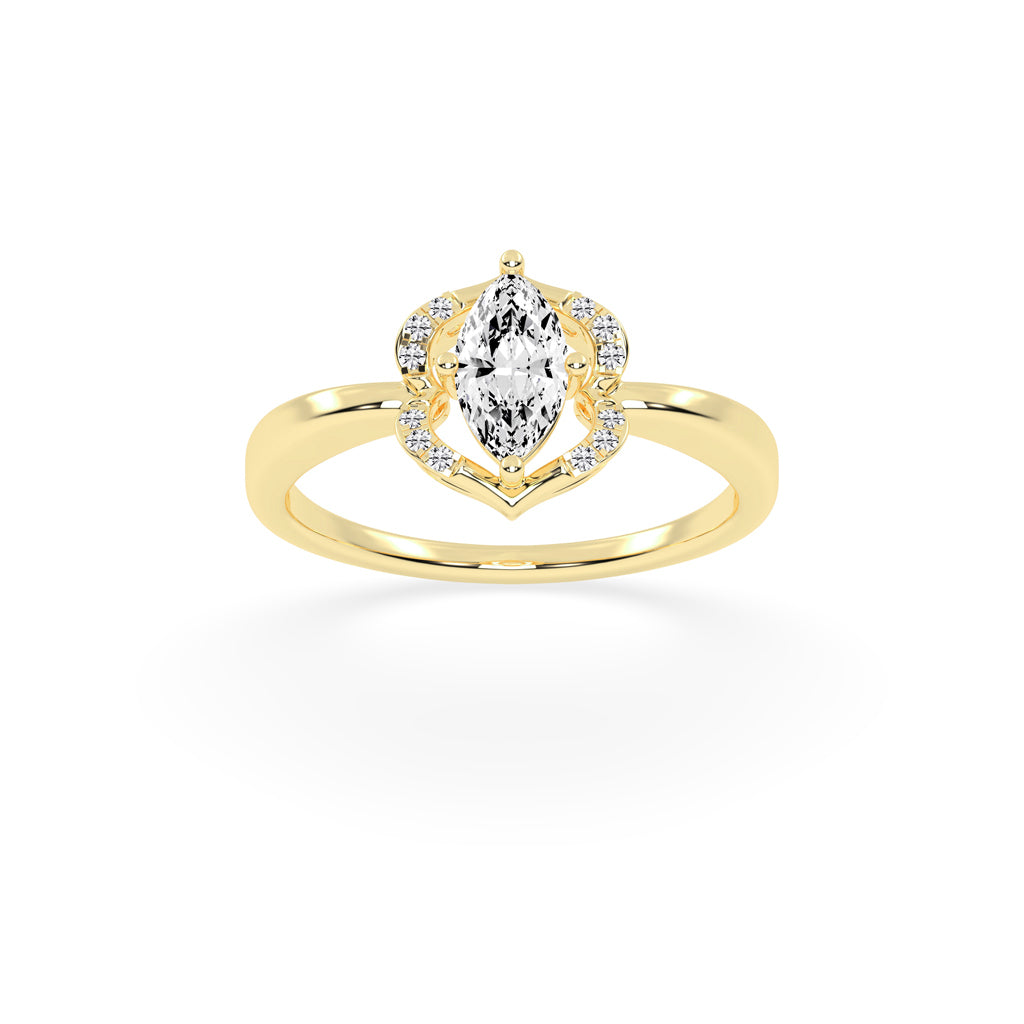 Glorina Reversed Tapred Marquise Cut Classic Lab Diamond Ring