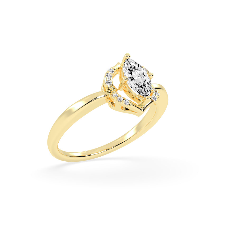 Glorina Reversed Tapred Marquise Cut Classic Lab Diamond Ring