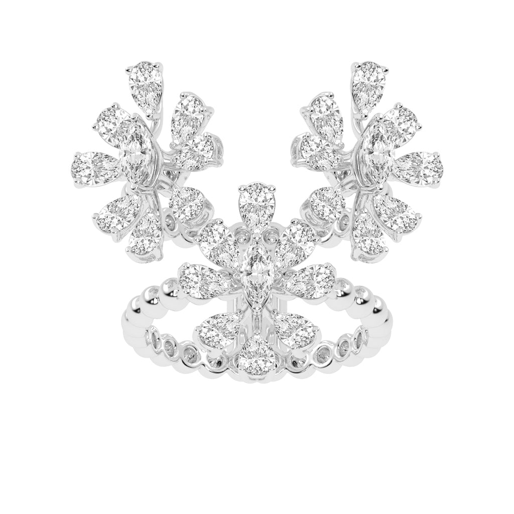 Diamond Blossom Cluster Ring