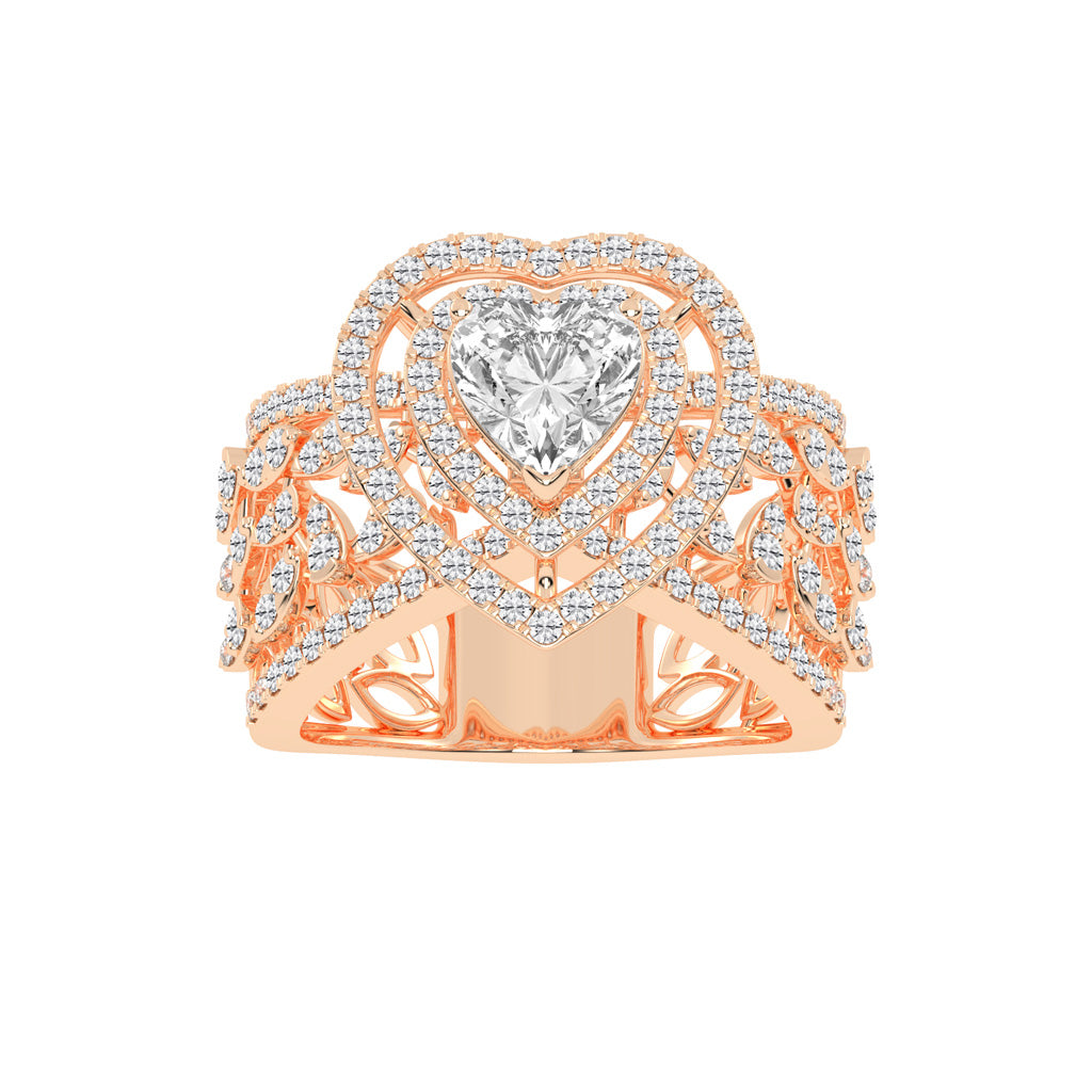 Romantic Heart Diamond Statement Ring