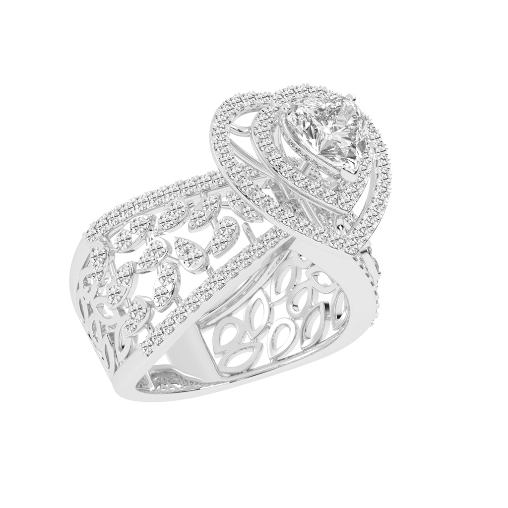 Romantic Heart Diamond Statement Ring