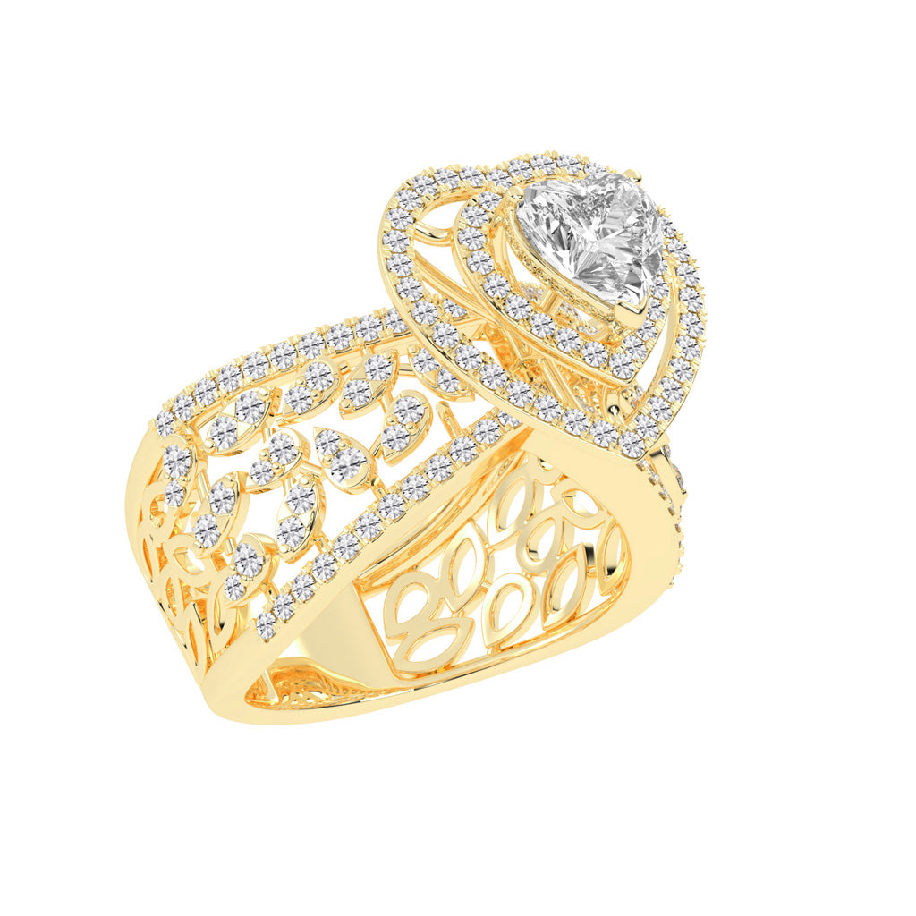 Romantic Heart Diamond Statement Ring