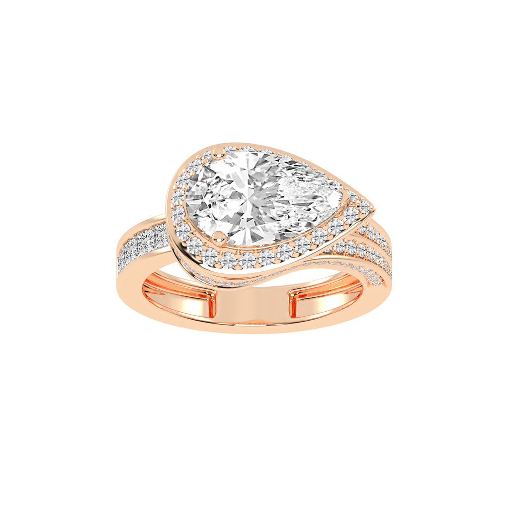 Luminous Wave Diamond Solitaire Ring