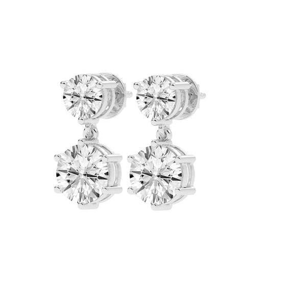 Classic Two-Stone Diamond Drop Earrings