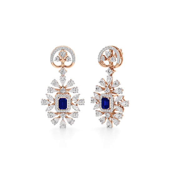 Royal Bloom Blue Sapphire Dangler Earrings
