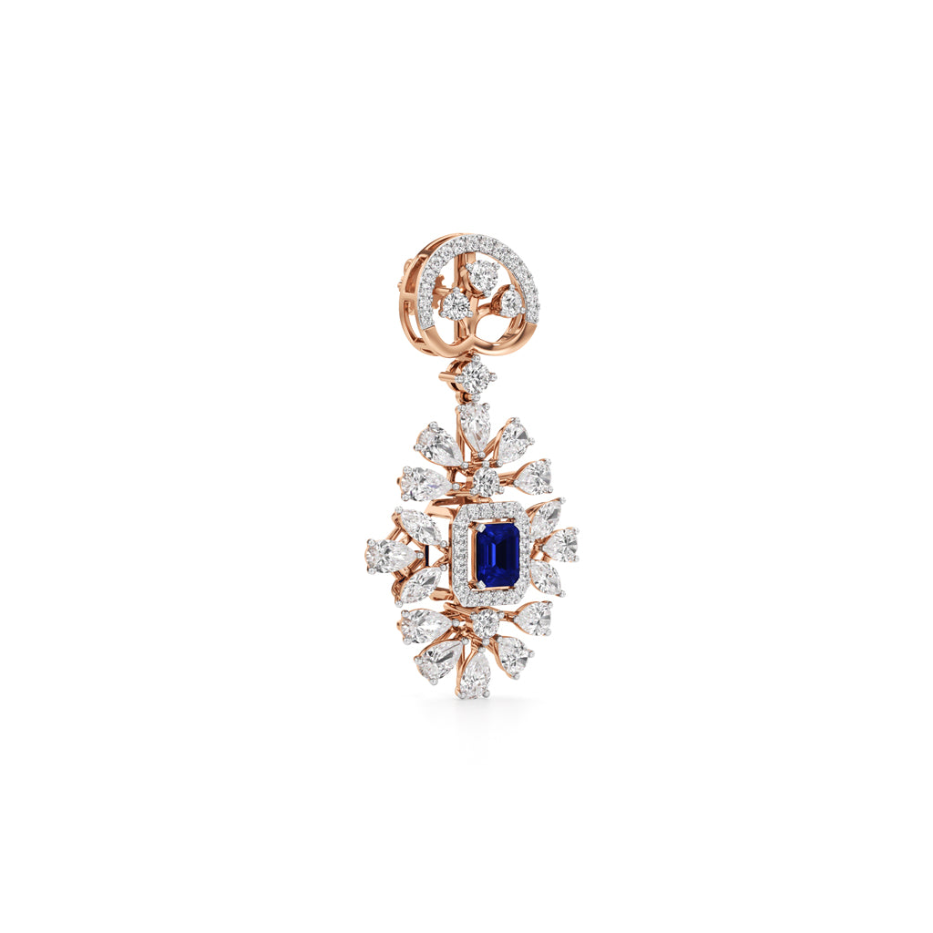 Royal Bloom Blue Sapphire Dangler Earrings
