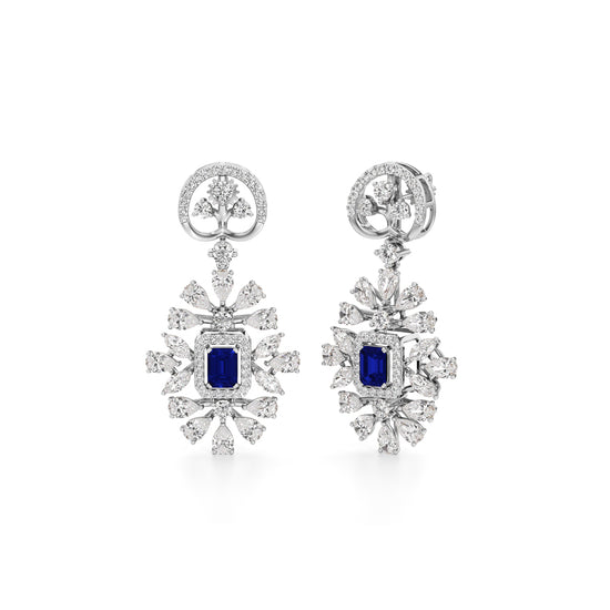 Royal Bloom Blue Sapphire Dangler Earrings