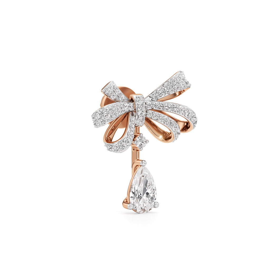 Diamond Ribbon Drop Earrings