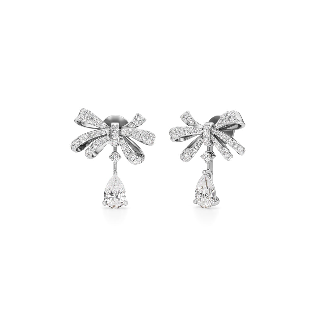 Diamond Ribbon Drop Earrings