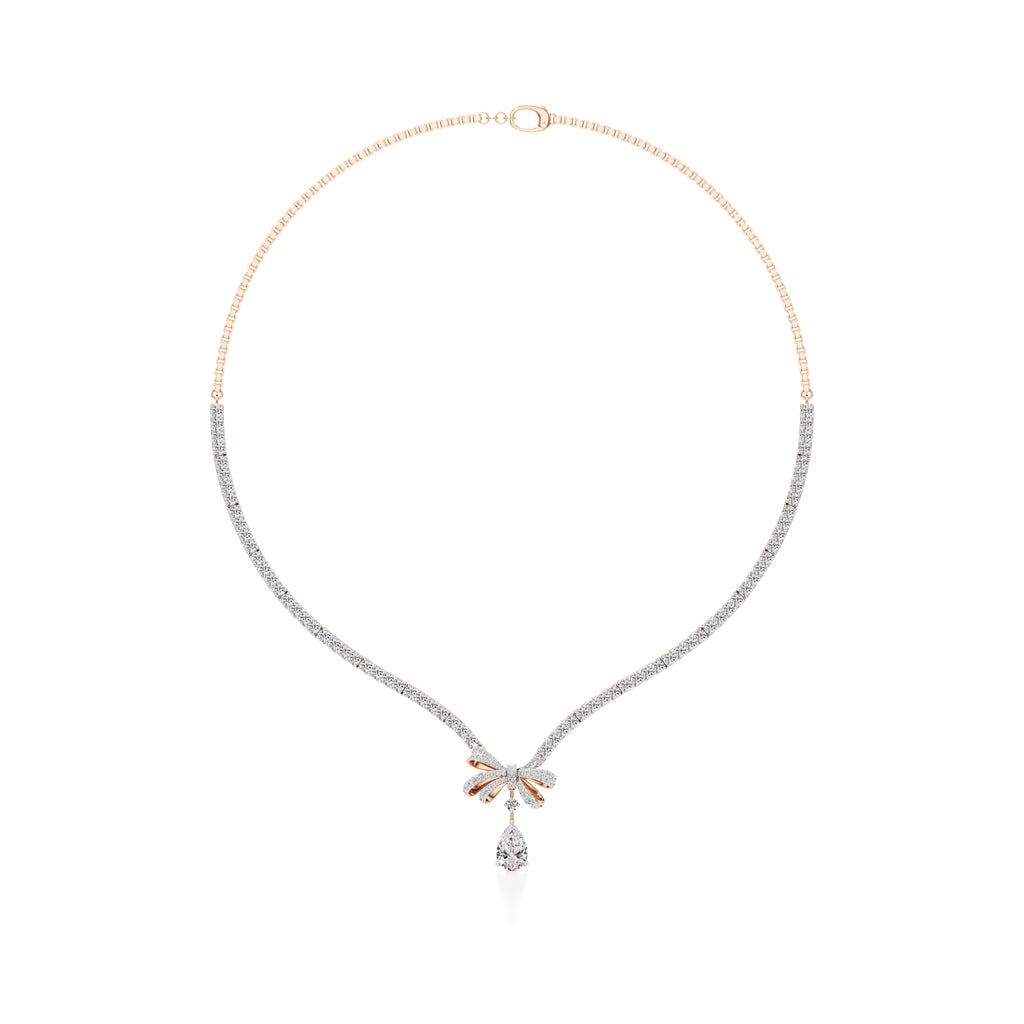 Diamond Ribbon Drop Necklace