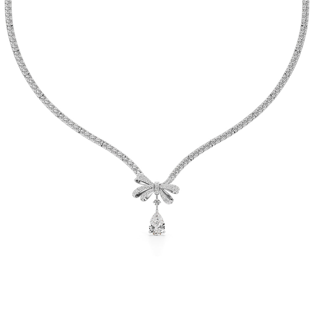 Diamond Ribbon Drop Necklace