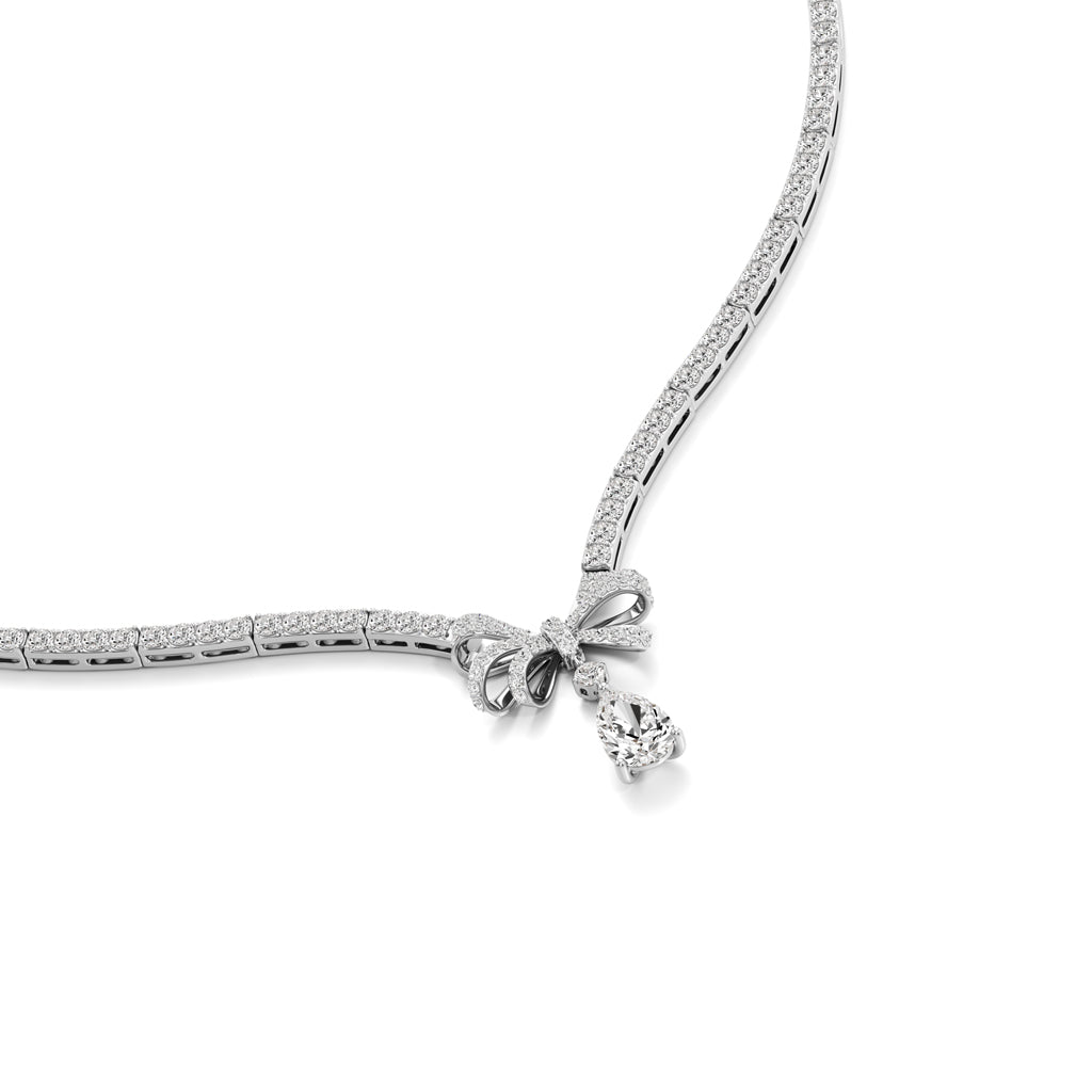 Diamond Ribbon Drop Necklace