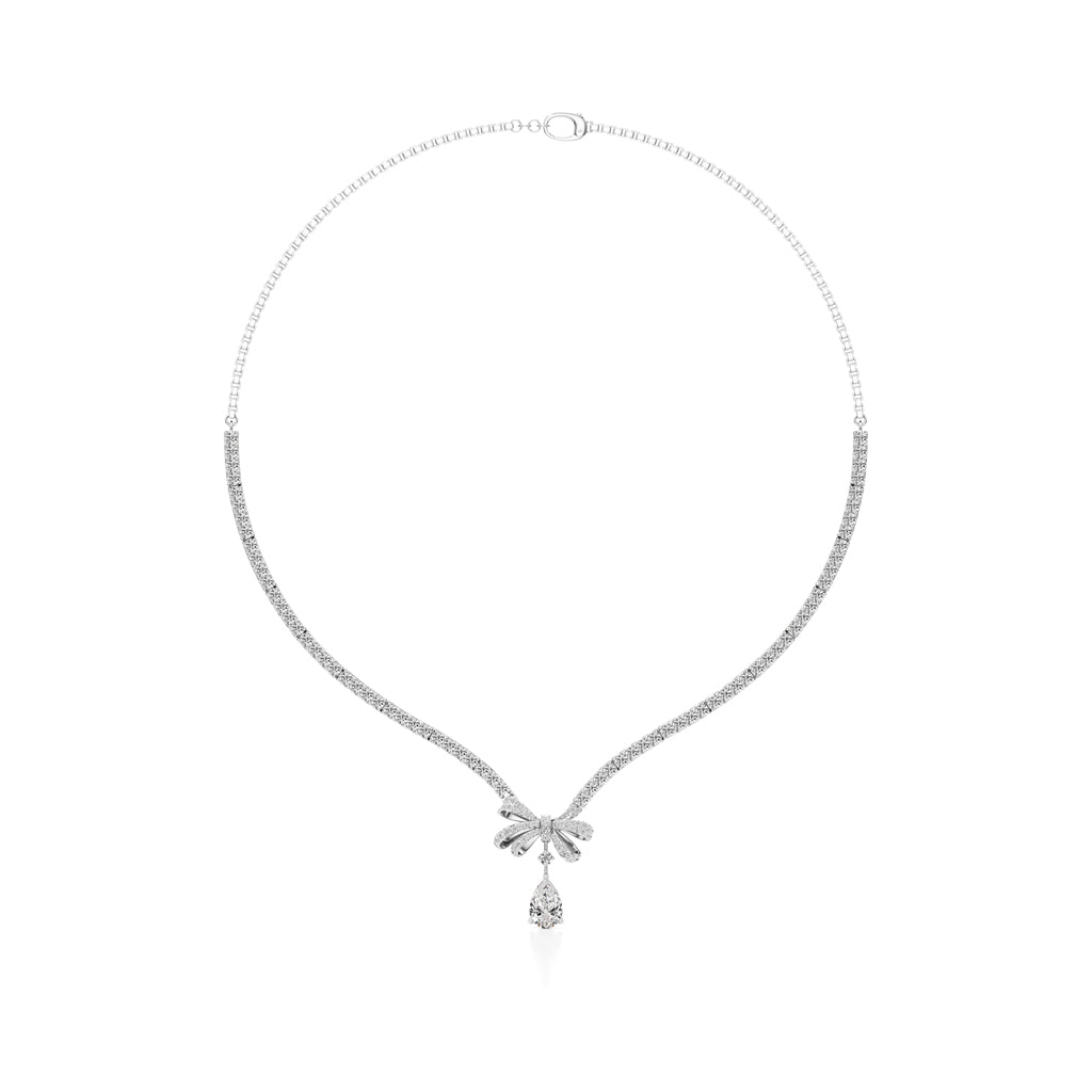 Diamond Ribbon Drop Necklace