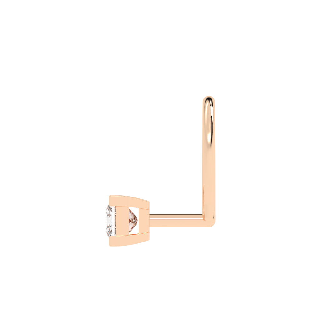Elegant Princess-Cut Diamond Nose Stud