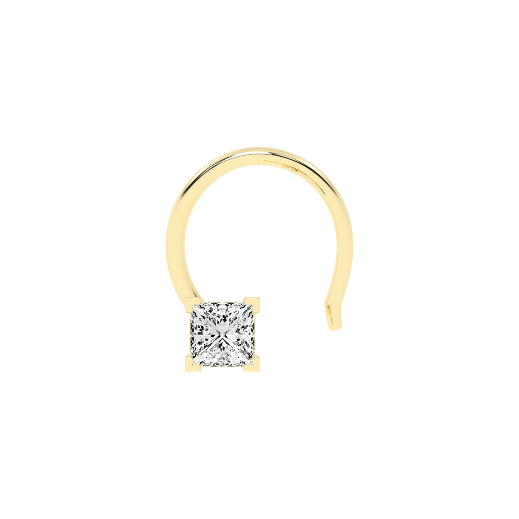 Elegant Princess-Cut Diamond Nose Stud
