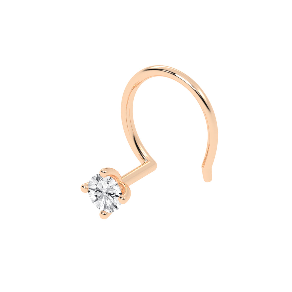 Dazzling Round Diamond U-Bend Nose Ring